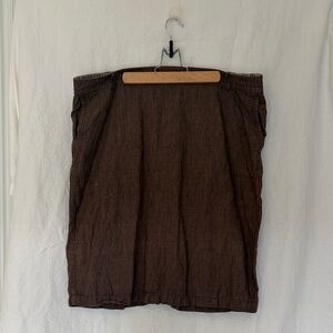 Brown Women's Casual Linen Blend Skirt
